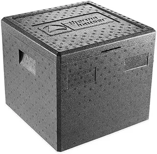 thermohauser Boîte isotherme en polypropylène expansé pour pizza Noir Avec couvercle 37,5 l 41 x 41 x 36 cm Pour service de livraison