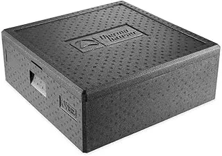 thermohauser Boîte isotherme Pizza Maxi en polypropylène avec couvercle – 49 l – 59,5 x 59,5 x 22,5 cm – Noir – Très grande surface d'utilisation.