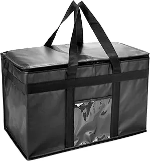 Yalin Grand sac isotherme XXL en polystyrène pour garder les aliments chauds ou froids, sac réutilisable à double fermeture éclair pour les courses, 50,8 x 33 x 25,4 cm (l x H x P) (noir, taille XXL