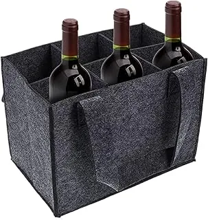 Sac à Bouteilles pour 6 Bouteilles, Sac de Bouteille de Vin avec Poignée, Sac de Transport pour Bouteille de Vin - Sac de Rangement Réutilisable Porte Bouteille pour Vin et Champagne, 25x18x16cm
