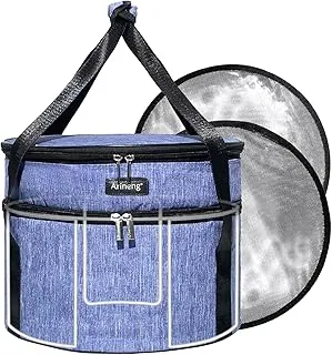 Support à tarte, design rigide, sac isotherme pour casseroles, glacière ronde isotherme, plateau à tarte avec couvercle et poignée pour aliments chauds et froids (violet)