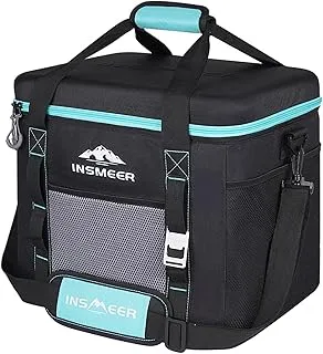 INSMEER Grand sac isotherme de 40 L, 60 canettes, pliable avec dessus rigide en EVA pour boissons, sac isotherme moyen, sac isotherme pour 4 camping, plage, voyage