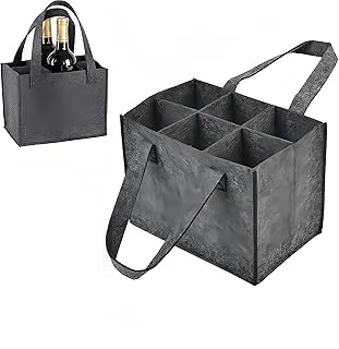 Sac à Vin en Feutre Épais,Sac à Bouteilles 6 Compartiments,Porte-Bouteilles avec Séparateurs Amovible,Sac de Transport avec Poignée Réutilisable pour Bière,Champagne,Boissons(24x18 x16 cm,Gr