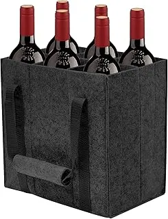 Sac à Porte Bouteille en Feutre avec 6 Compartiments, Sac pour Bouteilles de Vin avec Poignée en Velcro, Réutilisable, Portable, pour Champagne et bière, Noir