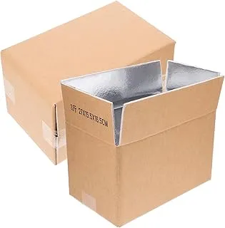 2 pièces Boîte Isotherme Réutilisable avec Doublure Aluminium Caisse Isolante pour Expédition Froide de Fruits de Mer Transport Alimentaire Surgelé et Stockage Réfrigéré