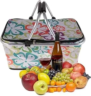 Boîte Isotherme Portable 30L Capacité Panier Pliable Isolant en Tissu Imperméable Conservation Alimentaire pour Sorties Camping et Activités de Plein Air